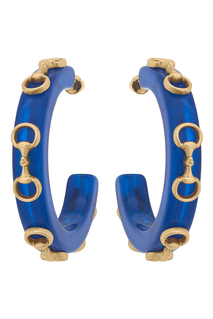 Sutton Horsebit Hoop Earrings Jewelry Peacocks & Pearls Blue  