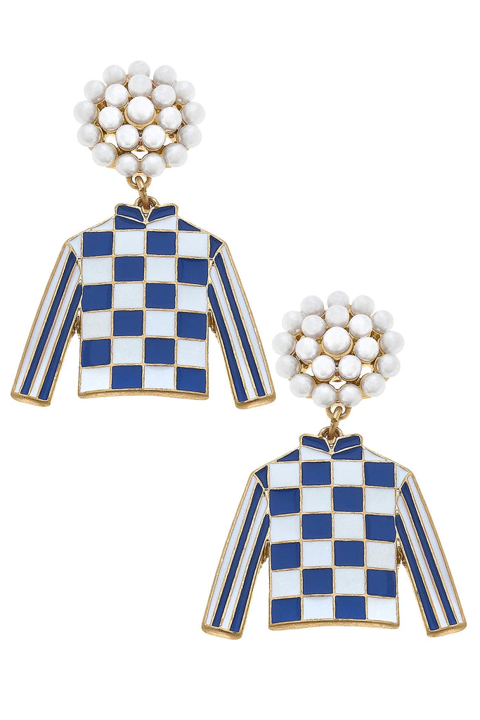 Jockey Drop Earrings Jewelry Peacocks & Pearls Blue & White  