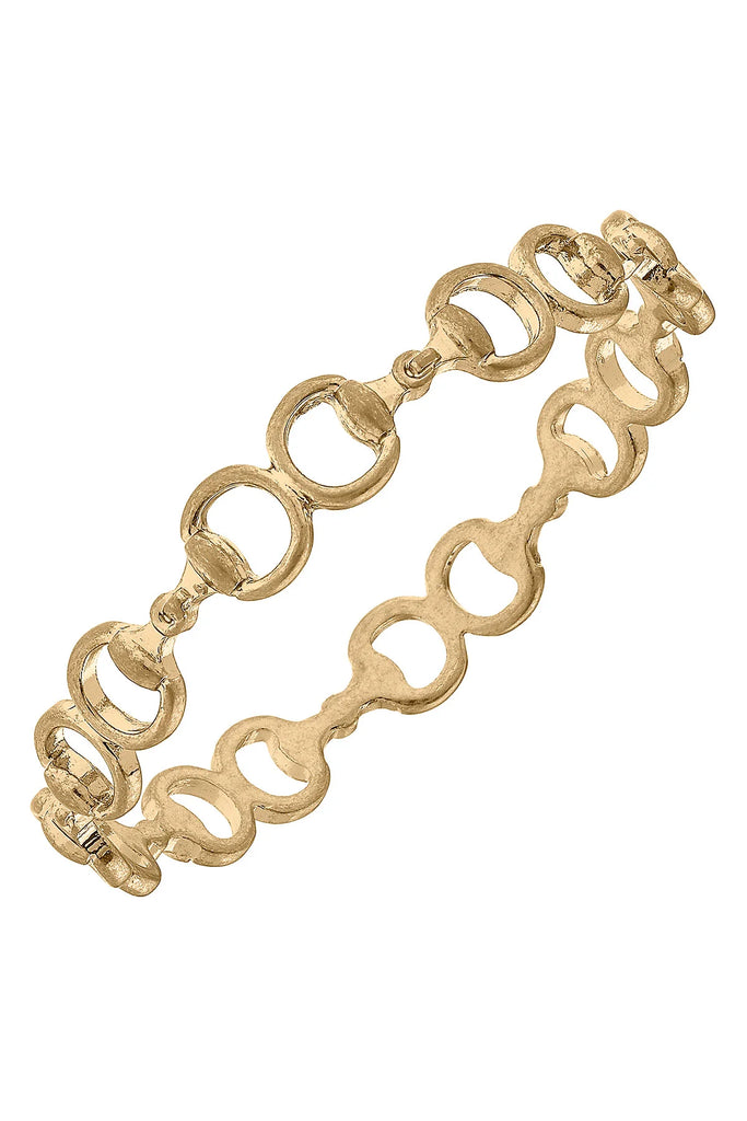 Rhonda Horsebit Bangle Jewelry Peacocks & Pearls Worn Gold  