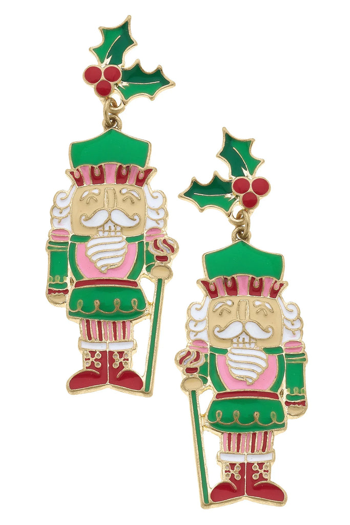 Mistletoe Nutcracker Earrings Sale Peacocks & Pearls Green