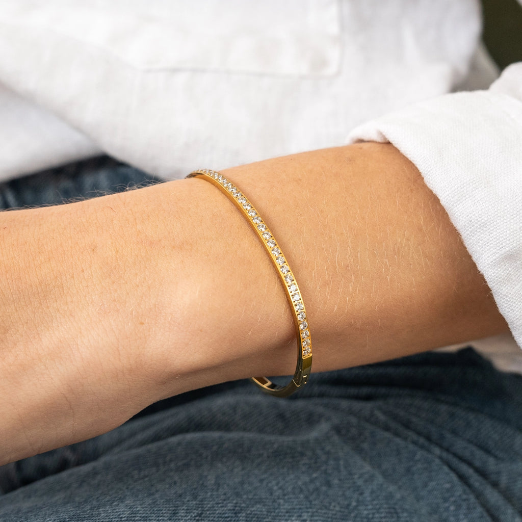 Diamonds Dainty Bangle Jewelry Peacocks & Pearls