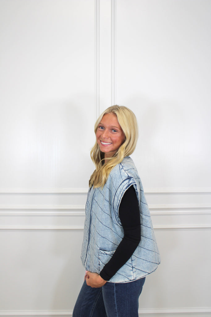 Denim Everywhere Vest Clothing Peacocks & Pearls Owensboro