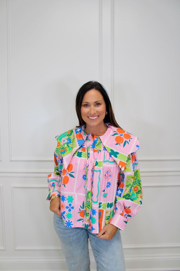 Pink Mosaic Top Clothing Peacocks & Pearls Owensboro