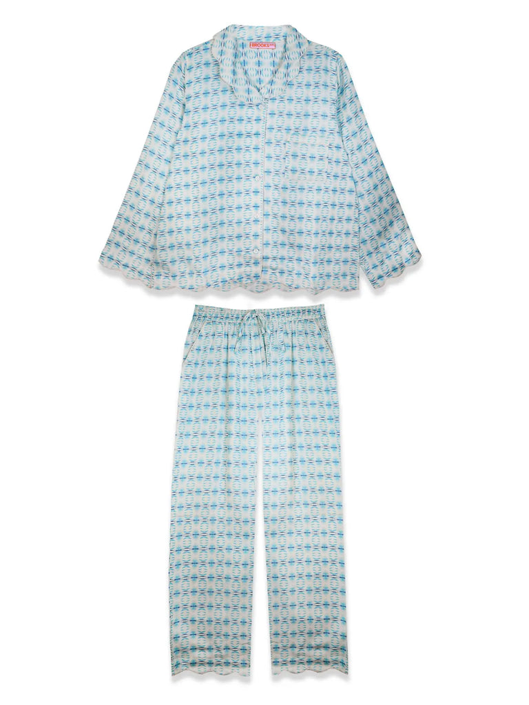 Cameron Scalloped PJ Set Clothing Peacocks & Pearls Blue XS