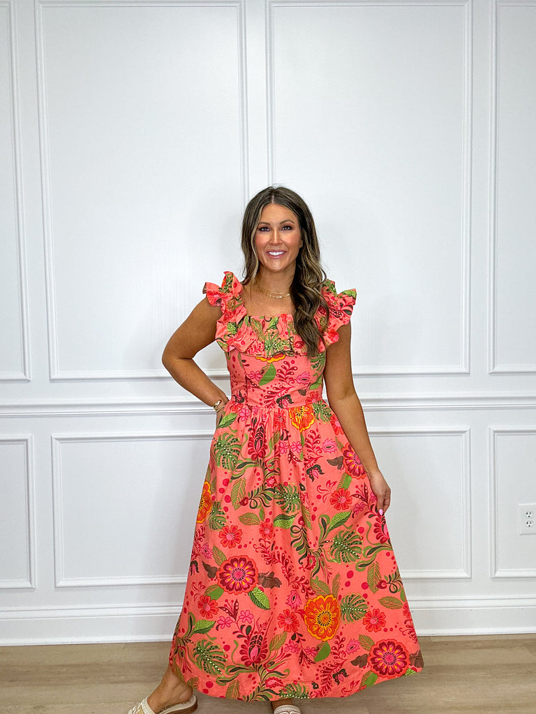 Tropical Elegance Midi Clothing Peacocks & Pearls