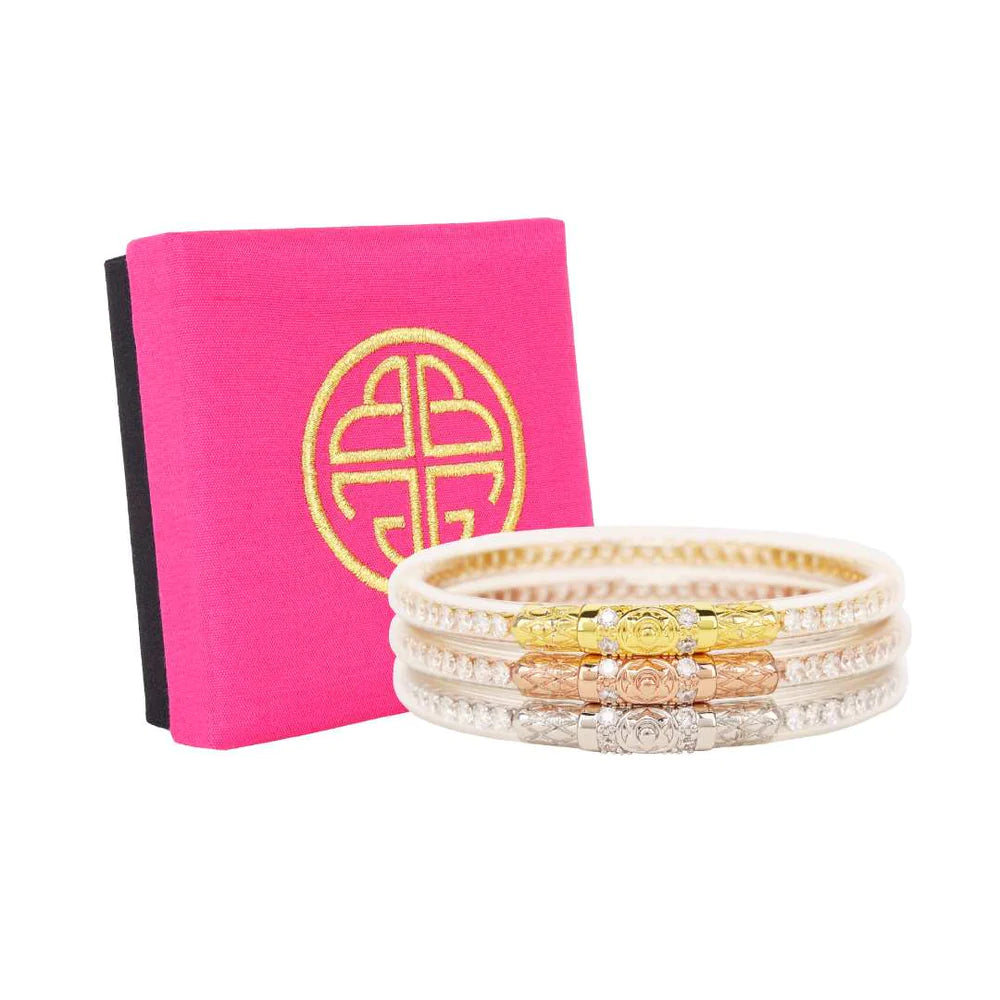 Three Queens All Weather Bangles Accessories Budha Girl Clear Crystal S 