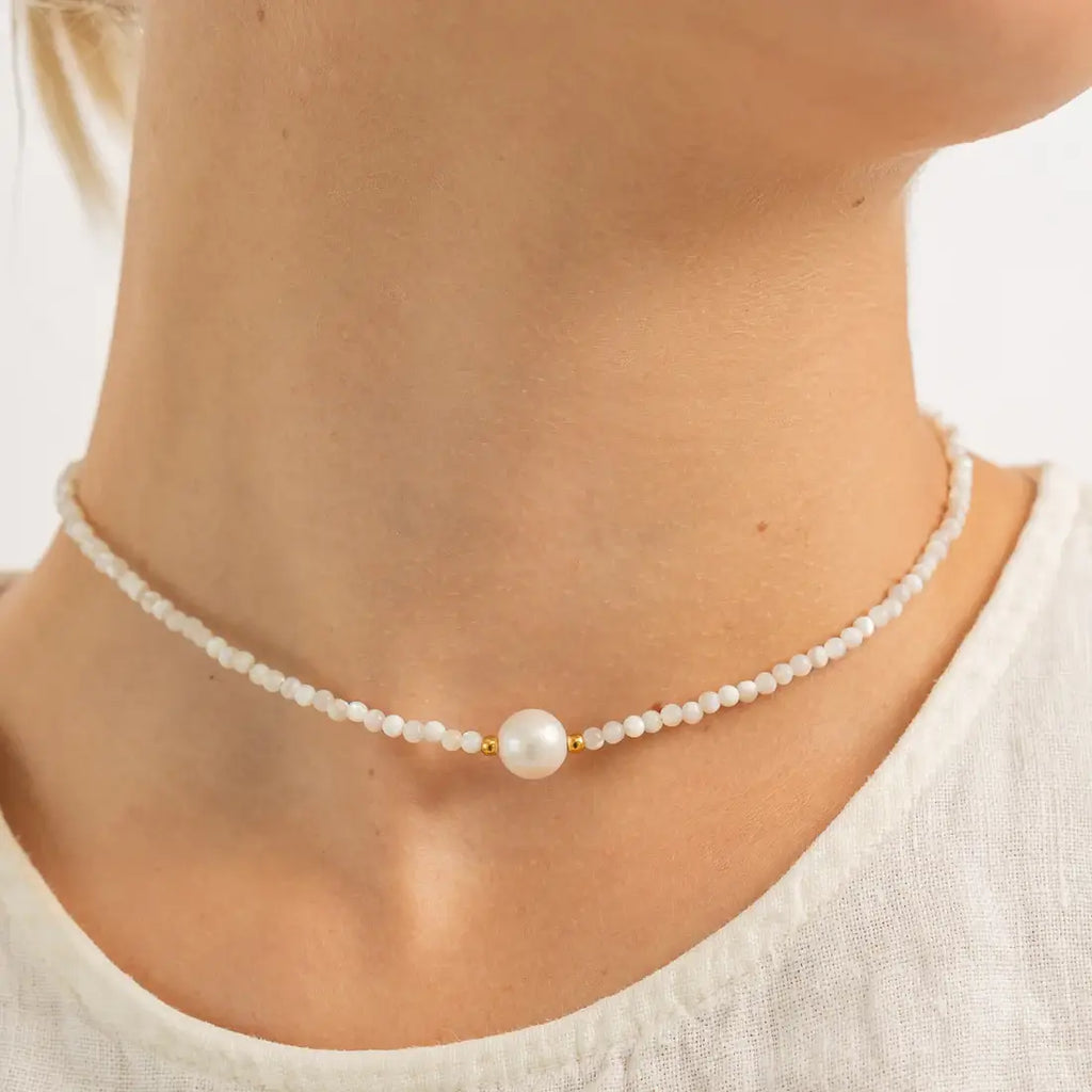 White Thin Pearls Necklace Jewelry Peacocks & Pearls Pearl