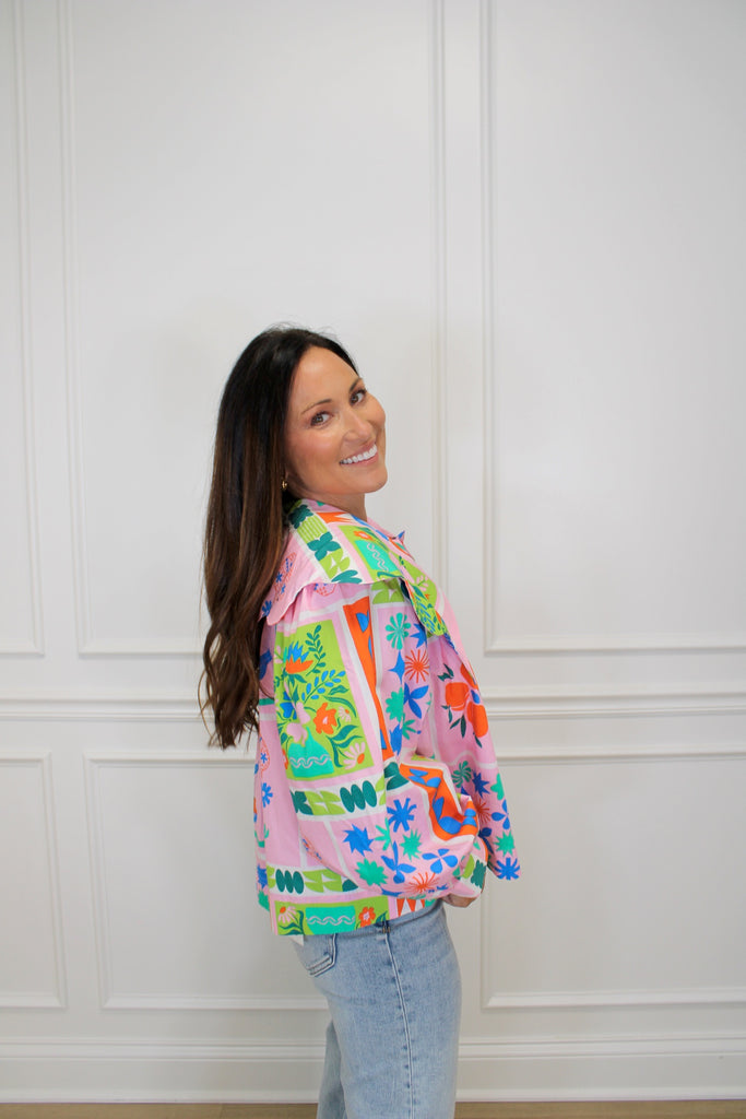 Pink Mosaic Top Clothing Peacocks & Pearls Owensboro