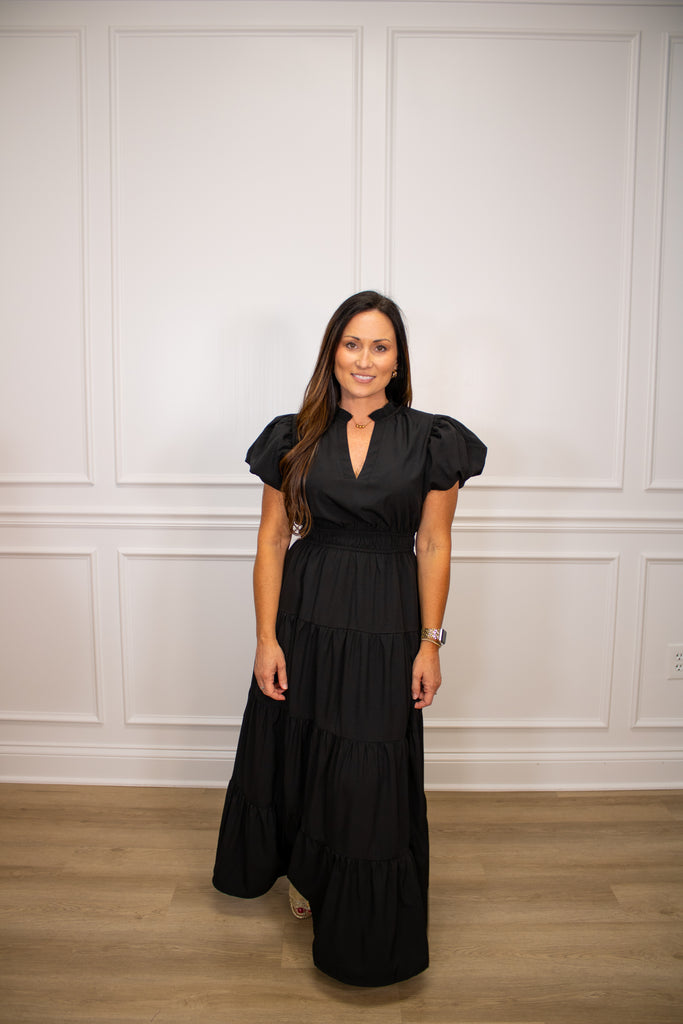 The Lanie Ann Maxi Clothing Peacocks & Pearls Black S
