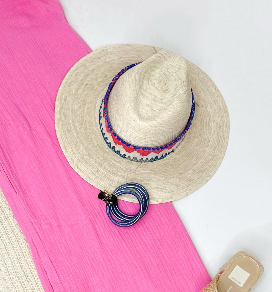 Georgie Band Straw Hat Accessories Peacocks & Pearls Sand  