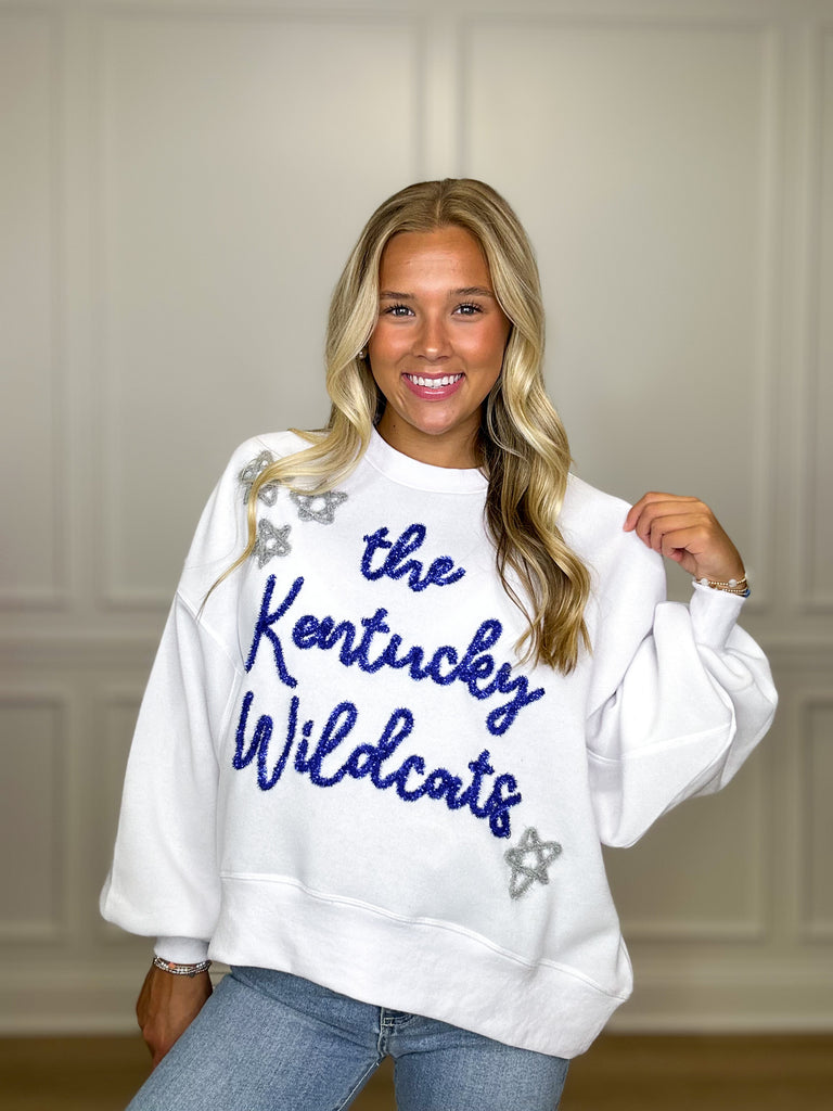 Wildcats Glitter Script Crewneck Clothing Peacocks & Pearls   