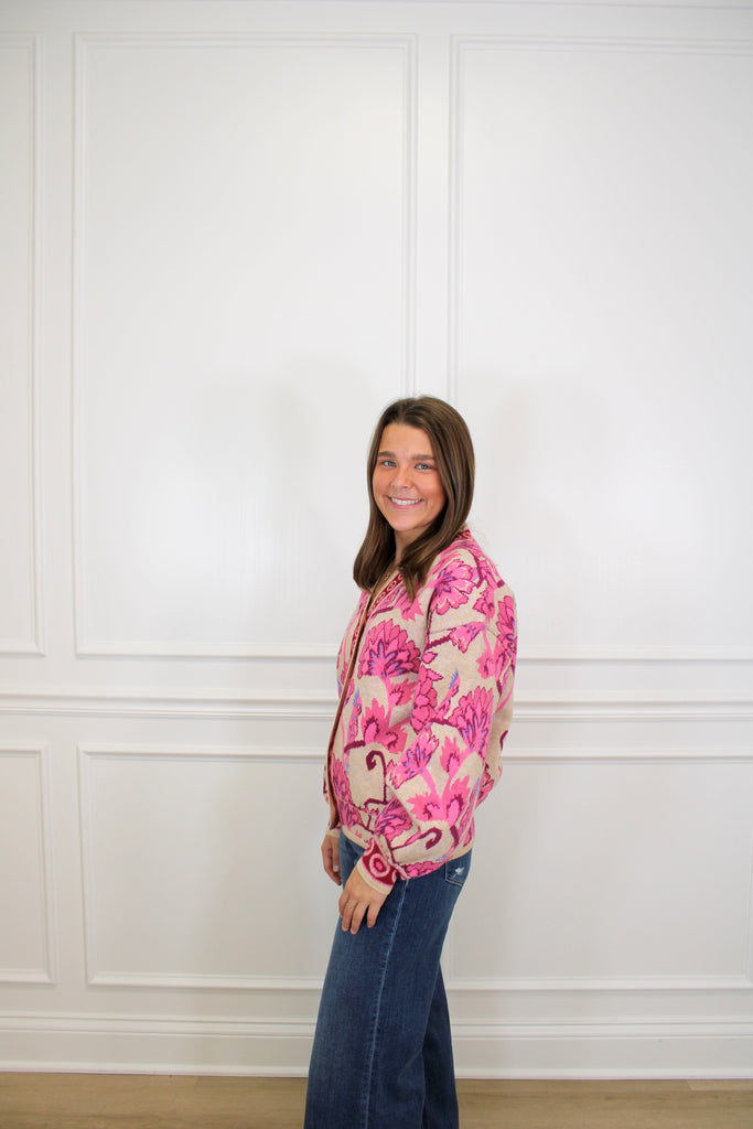Blush Bloom Cardigan Clothing Peacocks & Pearls