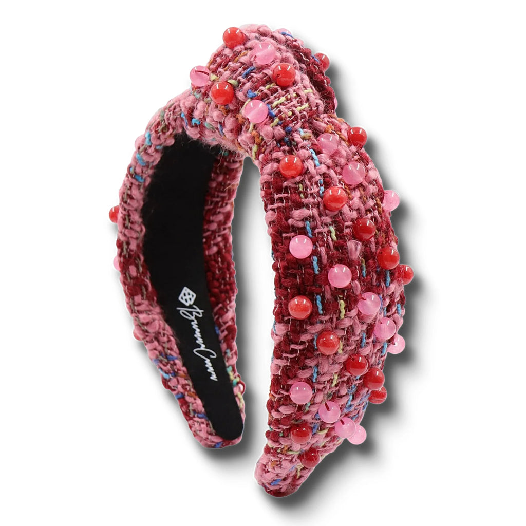 Tweed Headband with Beads Accessories Brianna Cannon Pink  