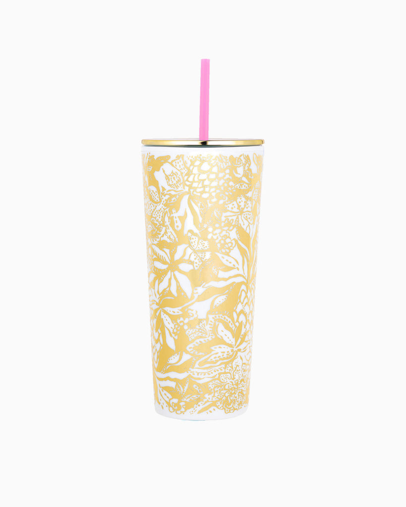 Tumbler with Straw Home Lilly Pulitzer Gold Safari Sangria  