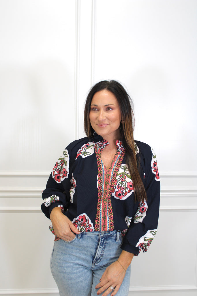 Darling Navy Blouse Clothing Peacocks & Pearls