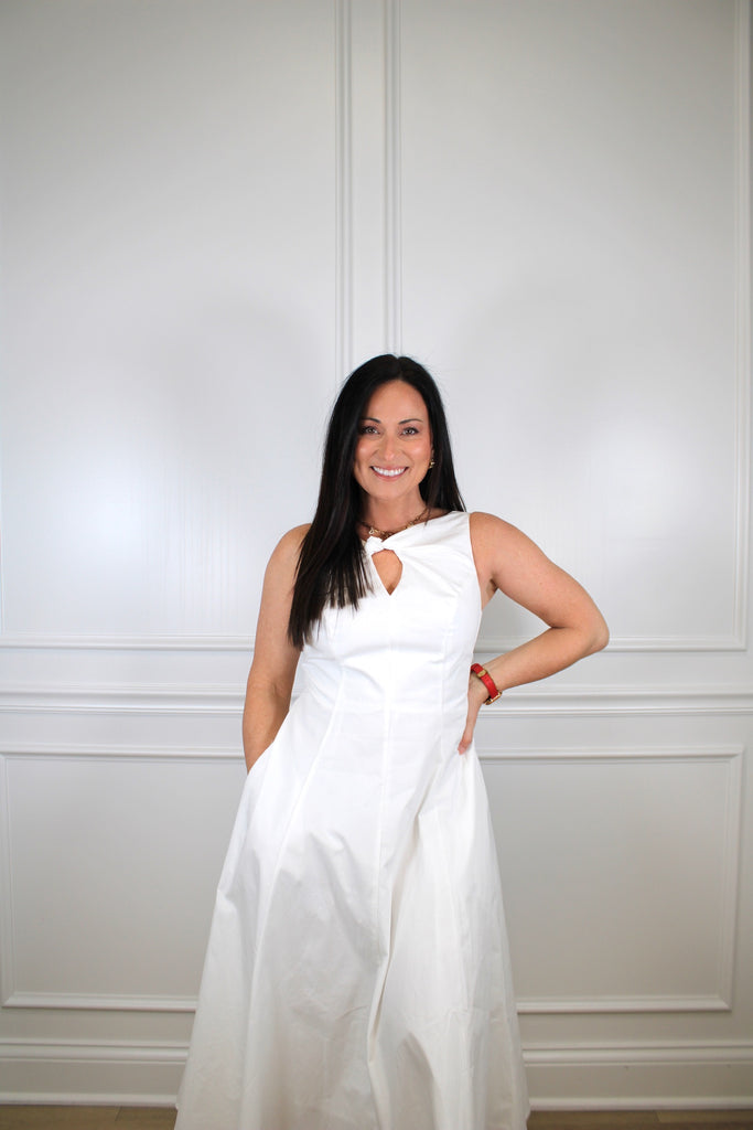 Poplin Keyhole Dress White / M Poplin Keyhole Dress White / M