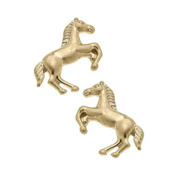 Ride Sally Ride Horse Stud Earrings Jewelry Peacocks & Pearls Gold