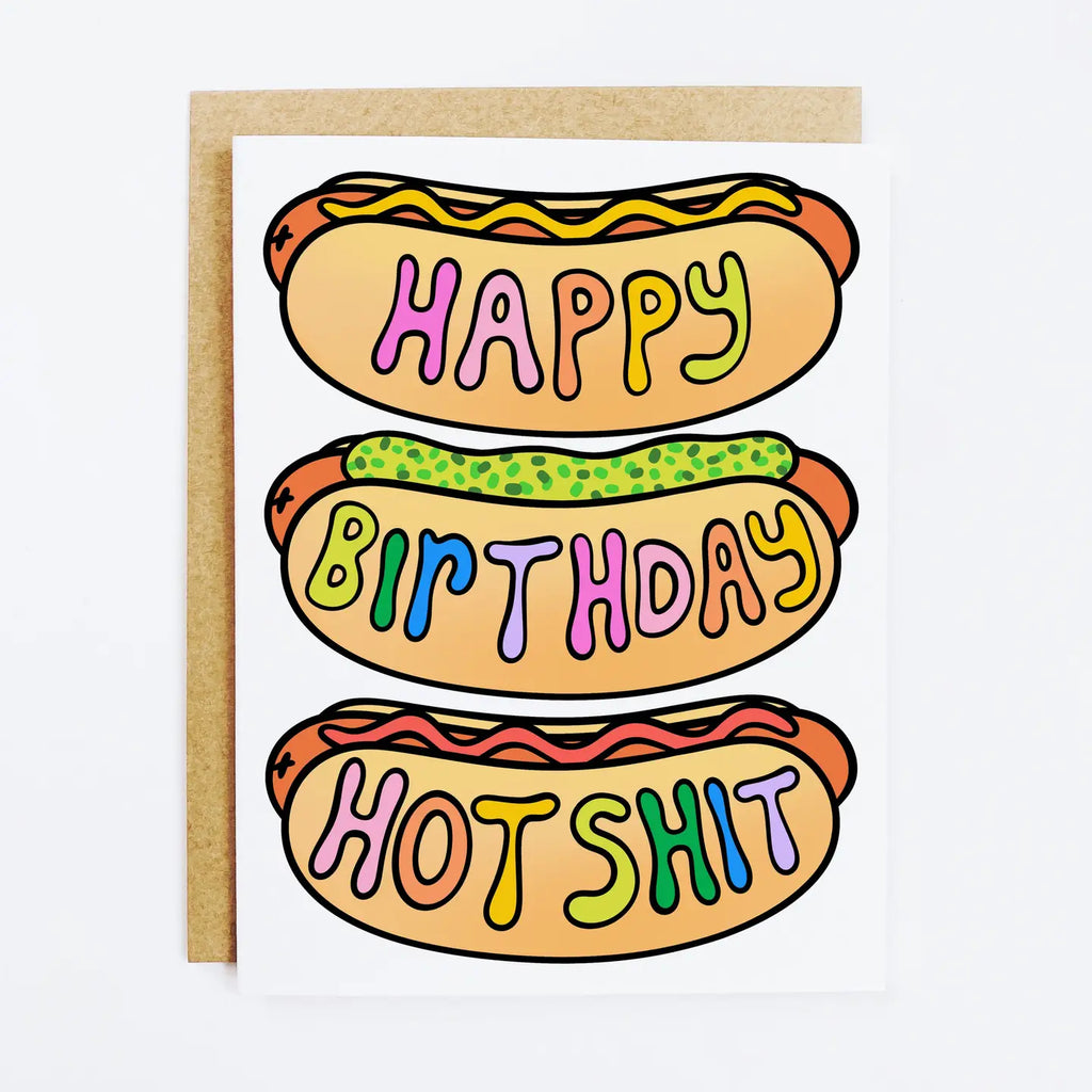Happy Birthday Hot Dog Card Home Peacocks & Pearls White  