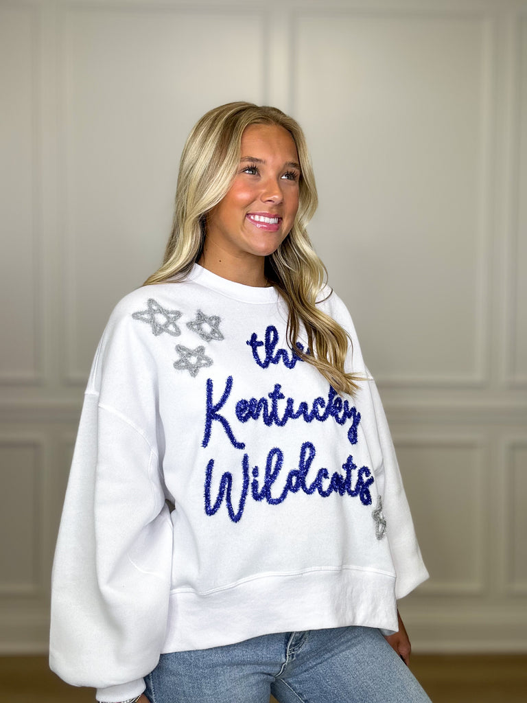 Wildcats Glitter Script Crewneck Clothing Peacocks & Pearls   