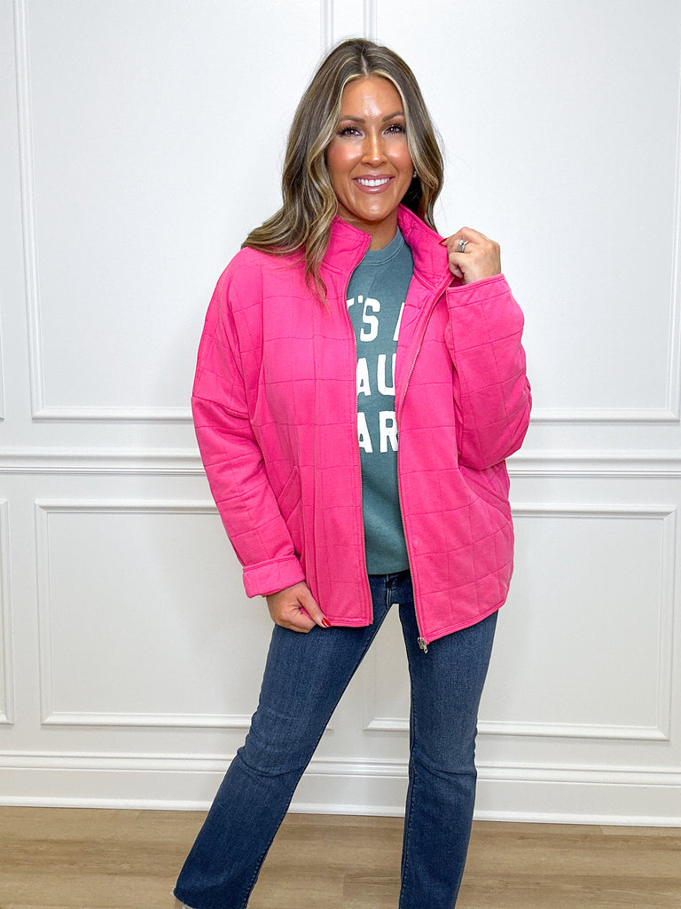Bubble Gum Quilted Jacket Clothing Peacocks & Pearls   