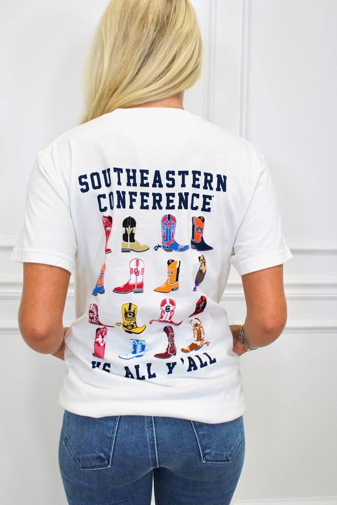 Boots VS All Y'all Tee Clothing Peacocks & Pearls