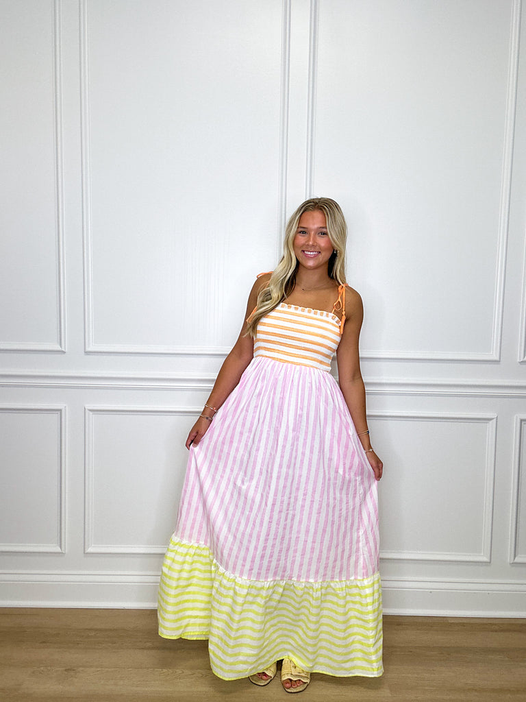 Sherbet Striped Maxi Clothing Peacocks & Pearls   