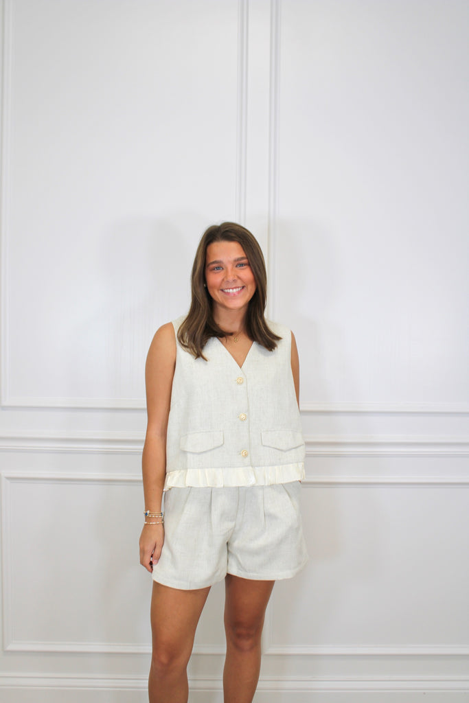 Linen Ruffle Set Clothing Peacocks & Pearls