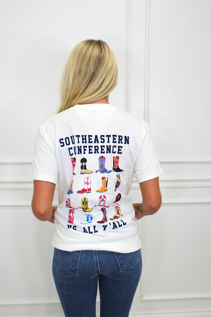 Boots VS All Y'all Tee Clothing Peacocks & Pearls