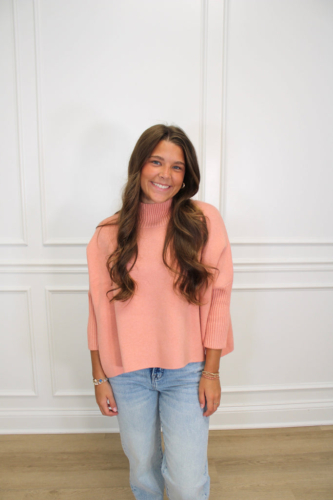 The Aja Sweater Clothing Peacocks & Pearls Rose Linen O/S