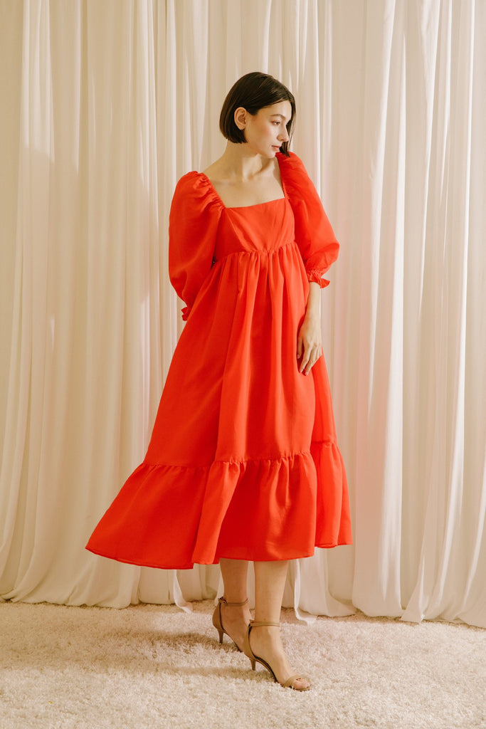 Dream Dress Midi Clothing Peacocks & Pearls Tomato S 