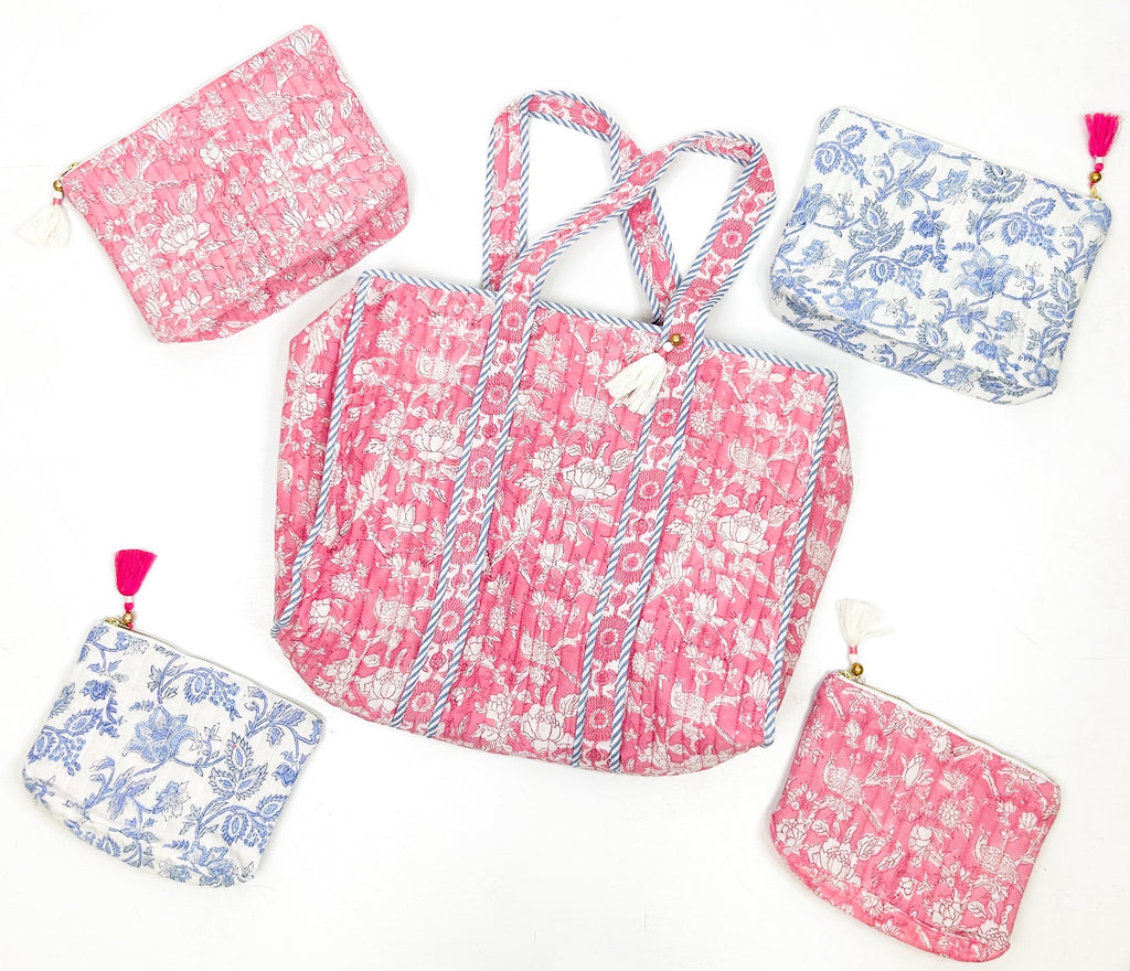 Zipper Tote Bag Bags Peacocks & Pearls Olivia Pink