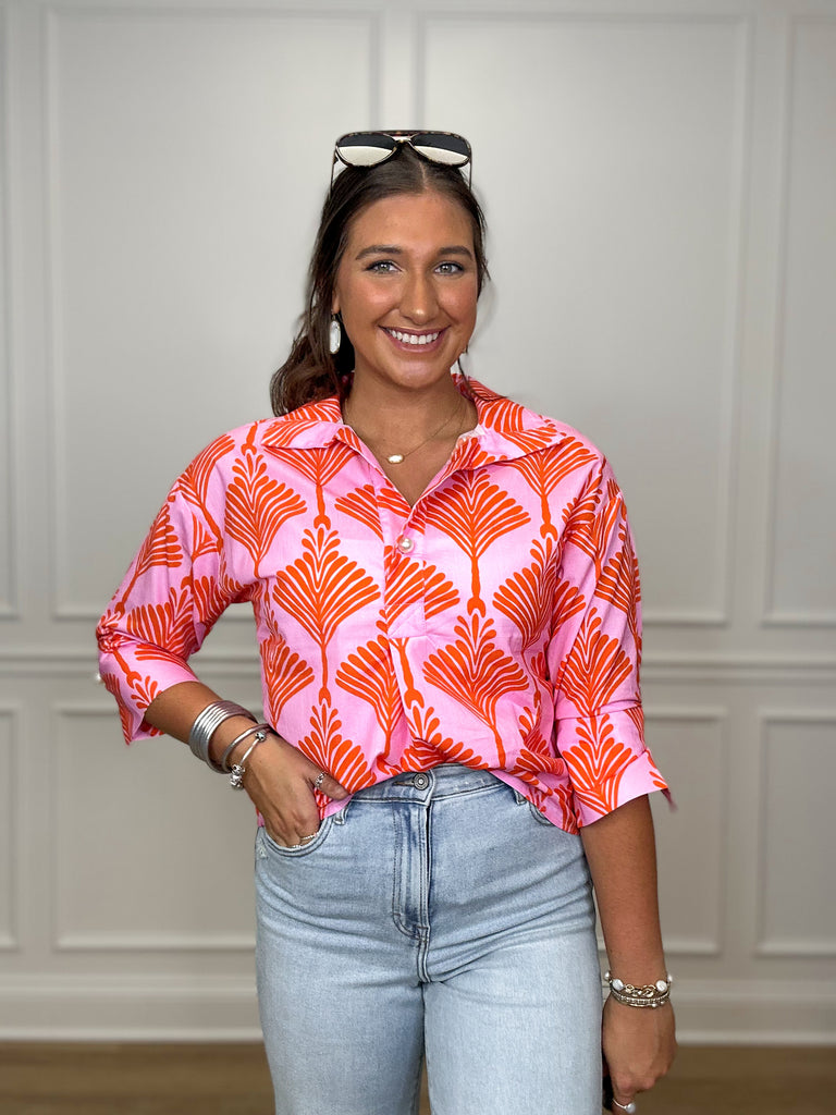 Unique Twist Blouse Clothing Peacocks & Pearls Orange S