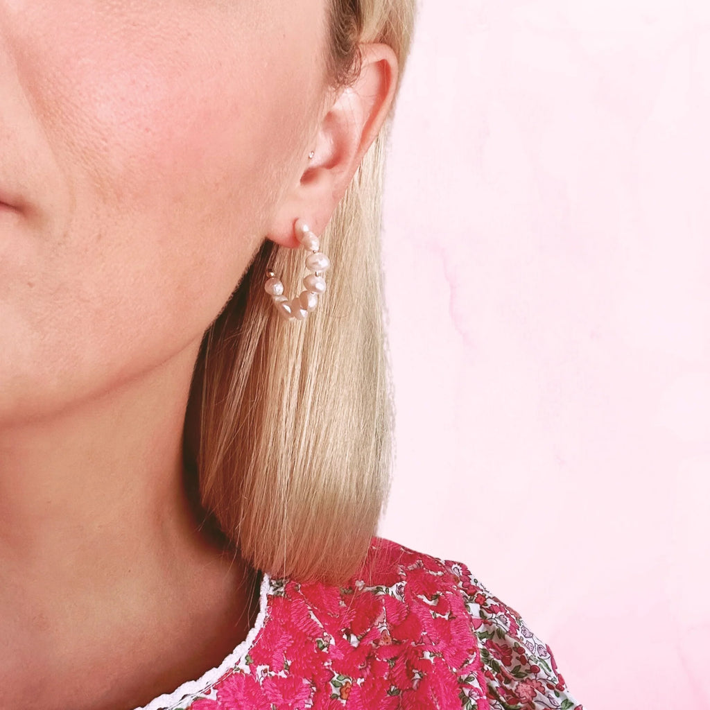 Bridget Hoops Jewelry Peacocks & Pearls   