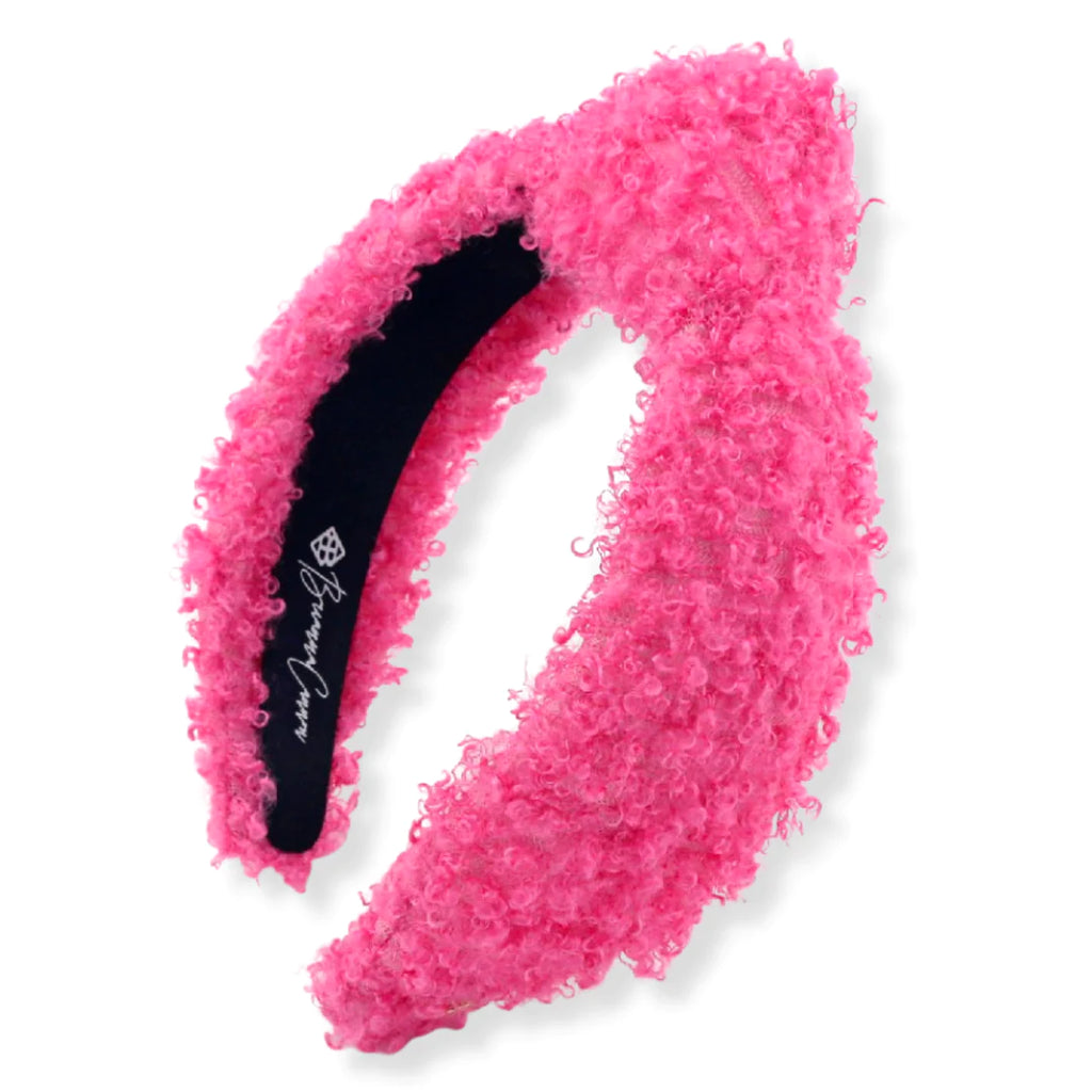 Hot Pink Boucle Knotted Headband Accessories Brianna Cannon Pink  