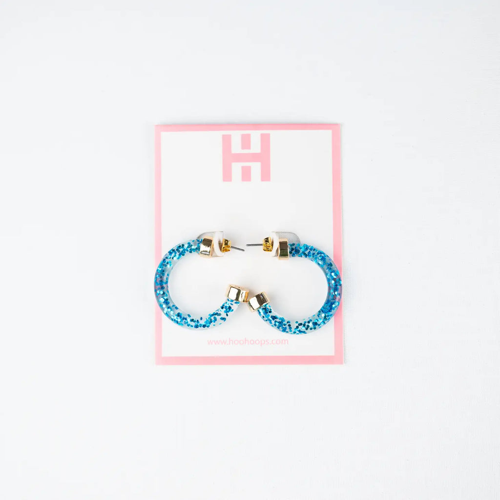 Mini Hoops Jewelry Hoo Hoops Blue Glitter  