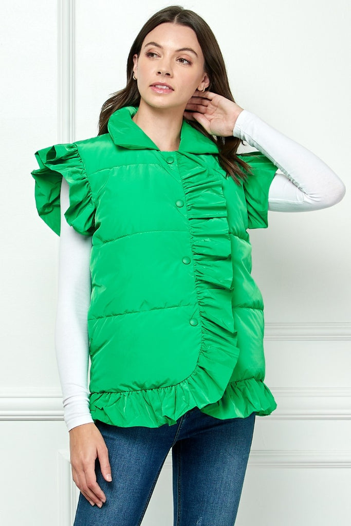Ruffle Up Vest Clothing Peacocks & Pearls   