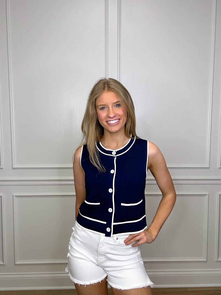Courtlyn Top Sale Peacocks & Pearls Navy S