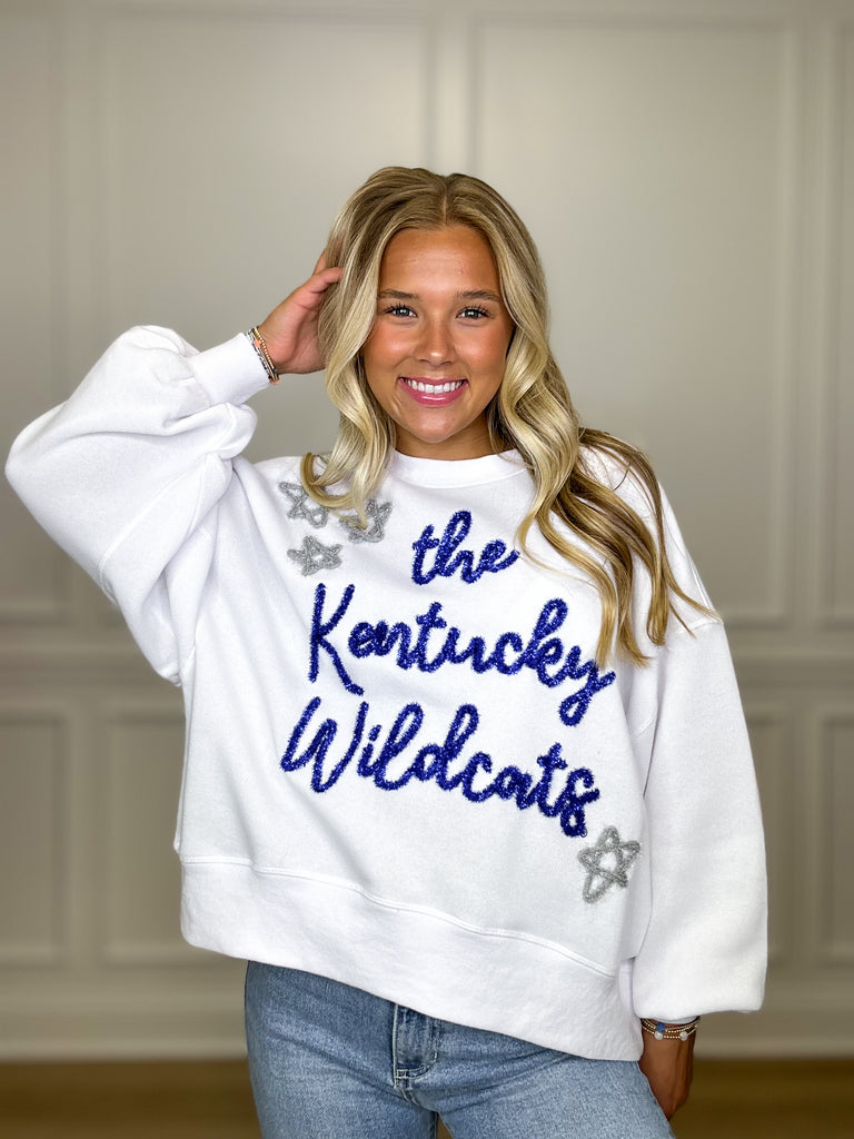 Wildcats Glitter Script Crewneck Clothing Peacocks & Pearls   