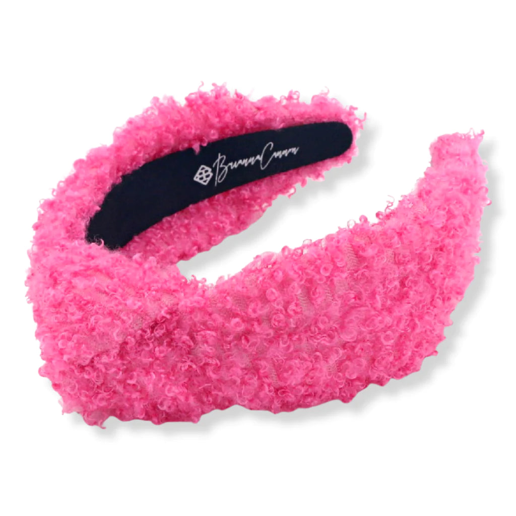 Hot Pink Boucle Knotted Headband Accessories Brianna Cannon   