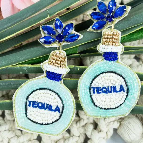 Beaded Tequila Bottle Earrings