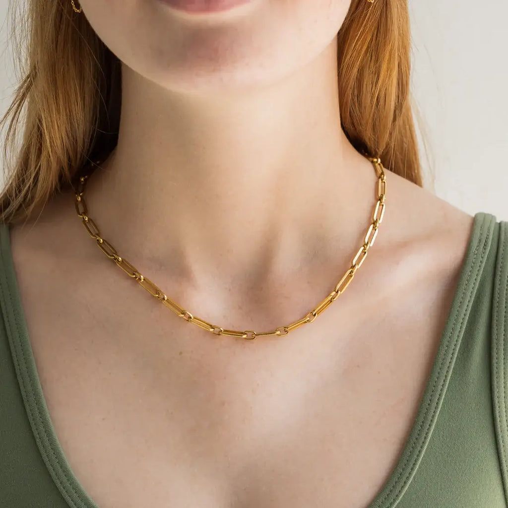 Paper Clip Chain Necklace Jewelry Peacocks & Pearls