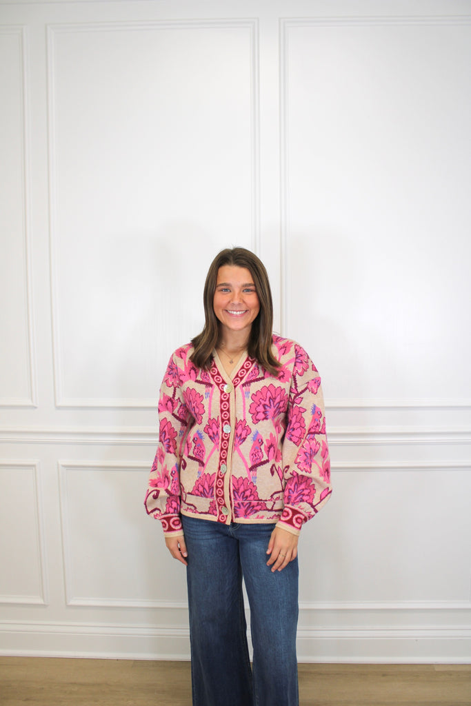 Blush Bloom Cardigan Clothing Peacocks & Pearls