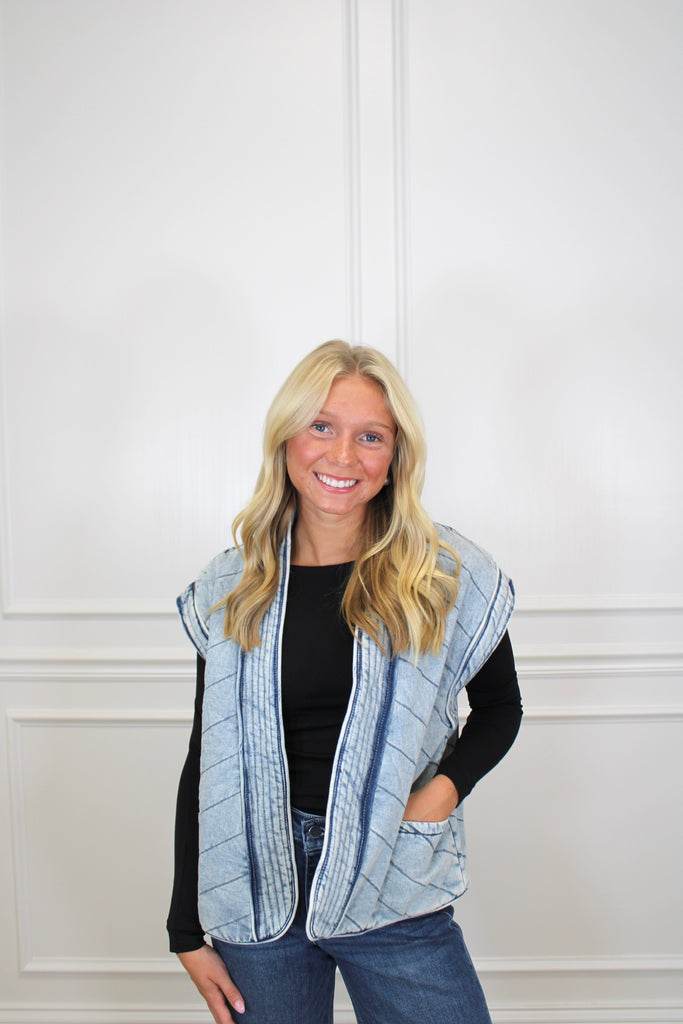 Denim Everywhere Vest Clothing Peacocks & Pearls Owensboro