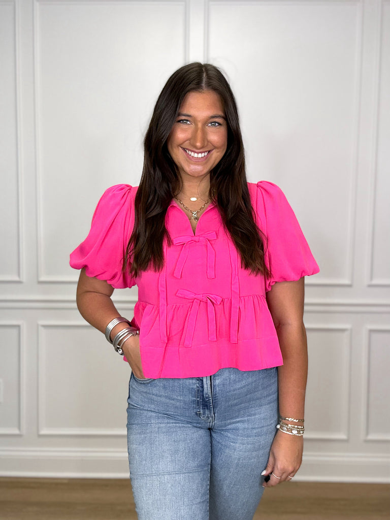 Falling In Love Blouse Clothing Peacocks & Pearls Hot Pink S