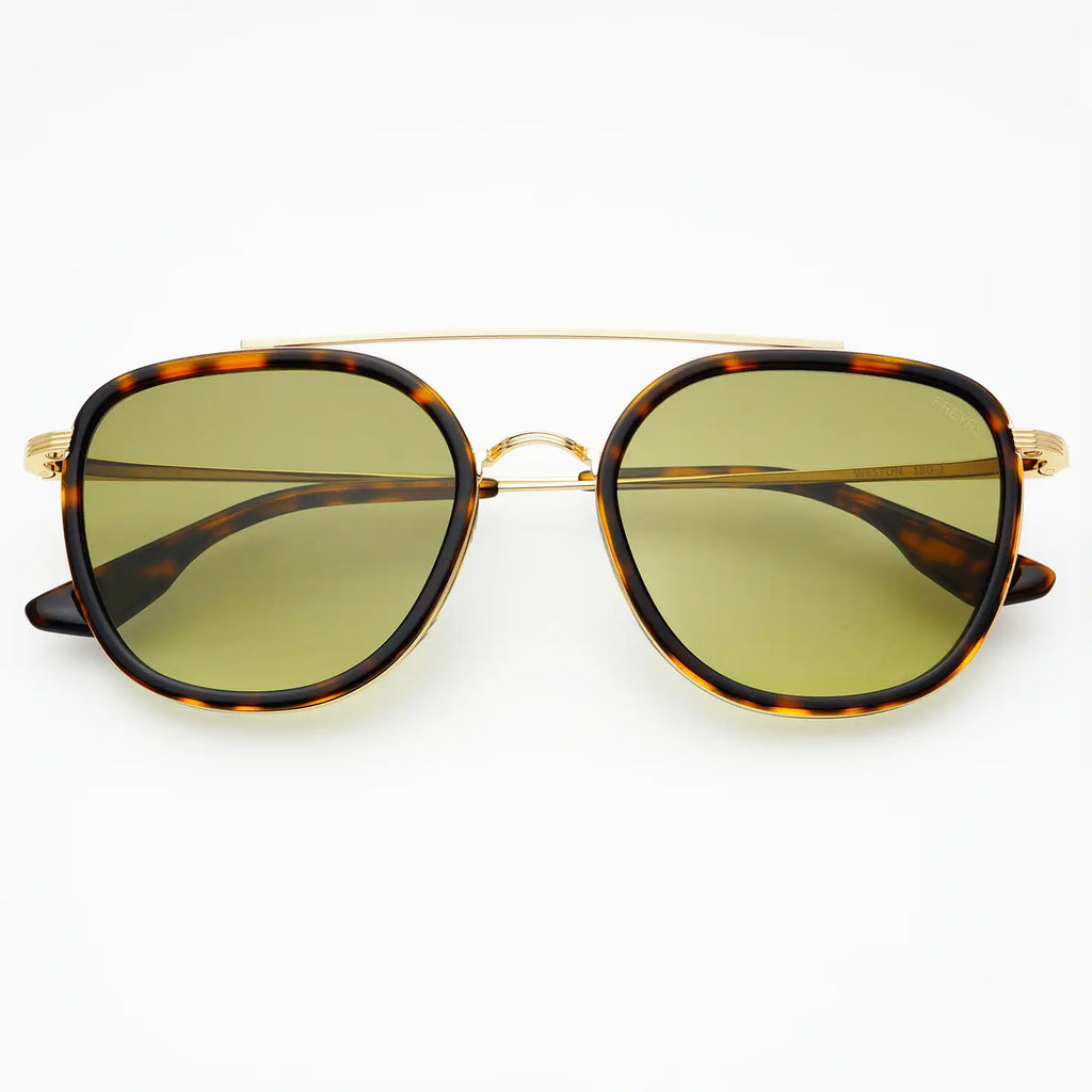 Logan Aviator Sunglasses Accessories Freyrs Tortoise/Fade Green