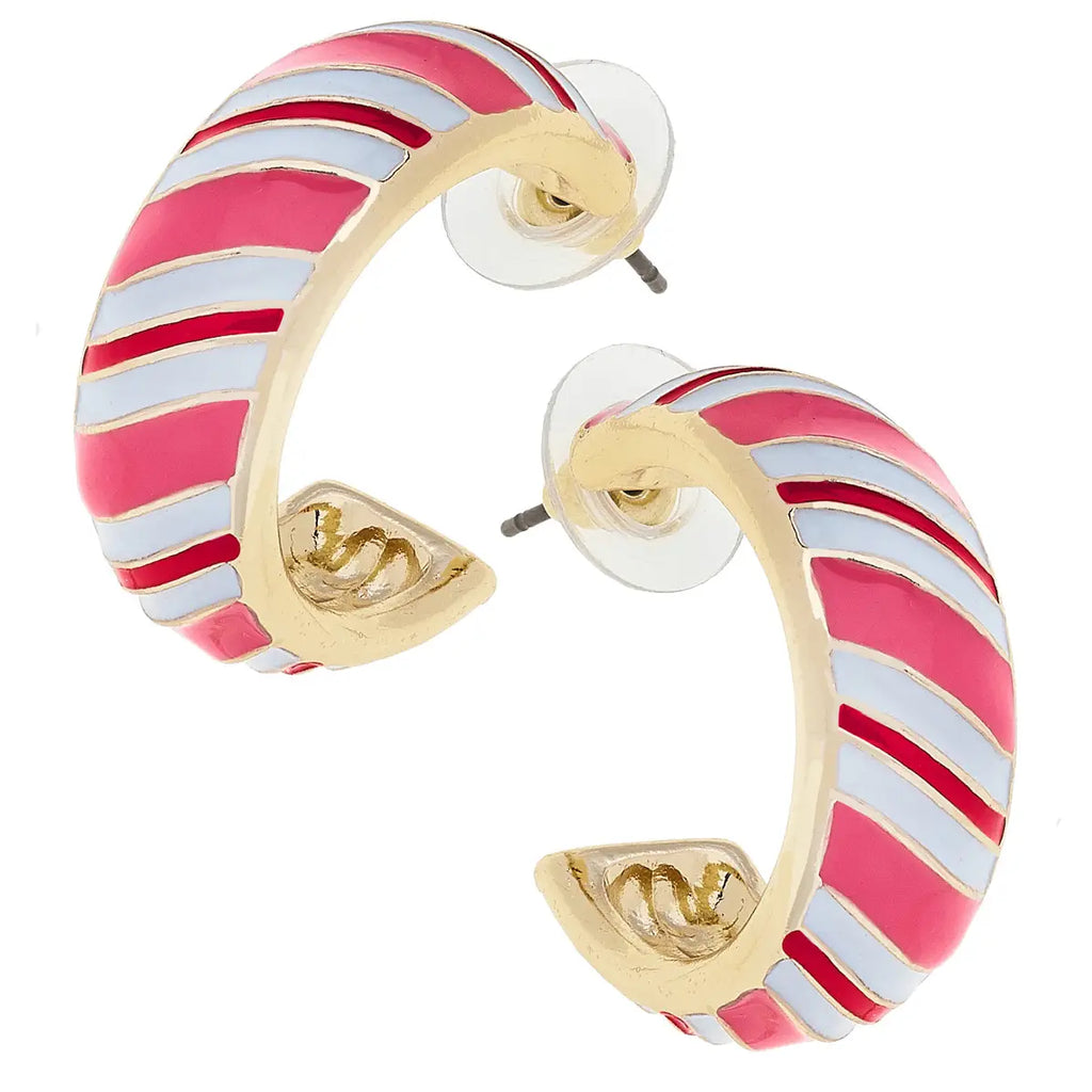 Candy Cane Striped Hoop Jewelry Peacocks & Pearls