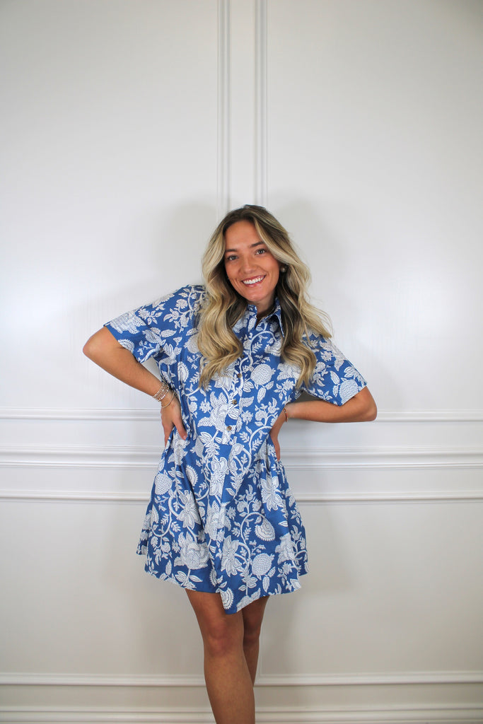 peacocks clothing dresses Blooming Breeze Dress Blue / M