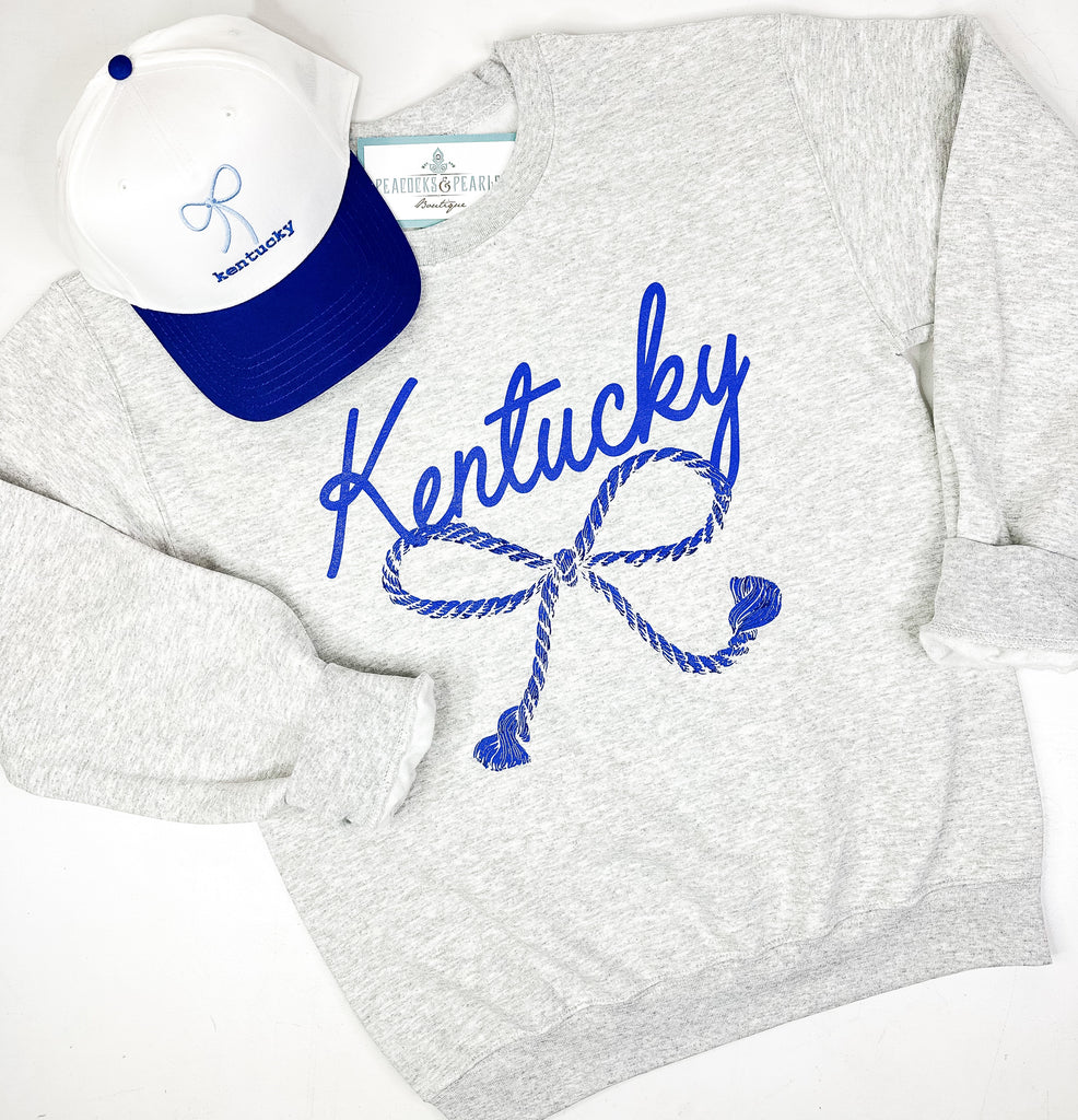 Kentucky Bow Sweatshirt Clothing Peacocks & Pearls Grey S 