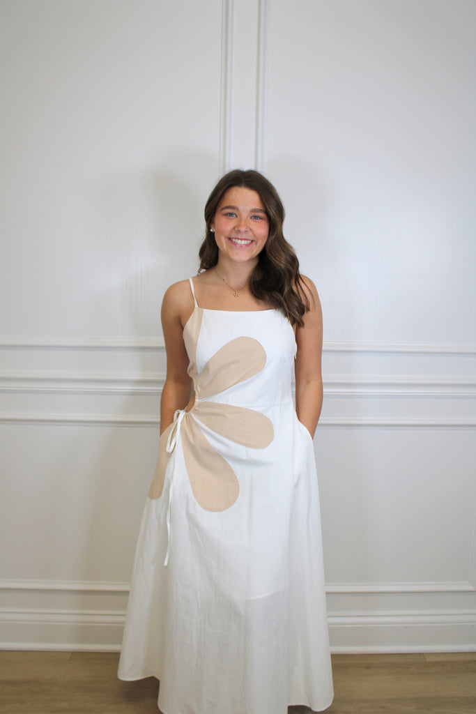 peacocks clothing dresses Side Muse Dress Almond / M SS18 Slow Seller Christopher Esber Encased Beaded Elegant white dress featuring Color:Black/Rose Gold