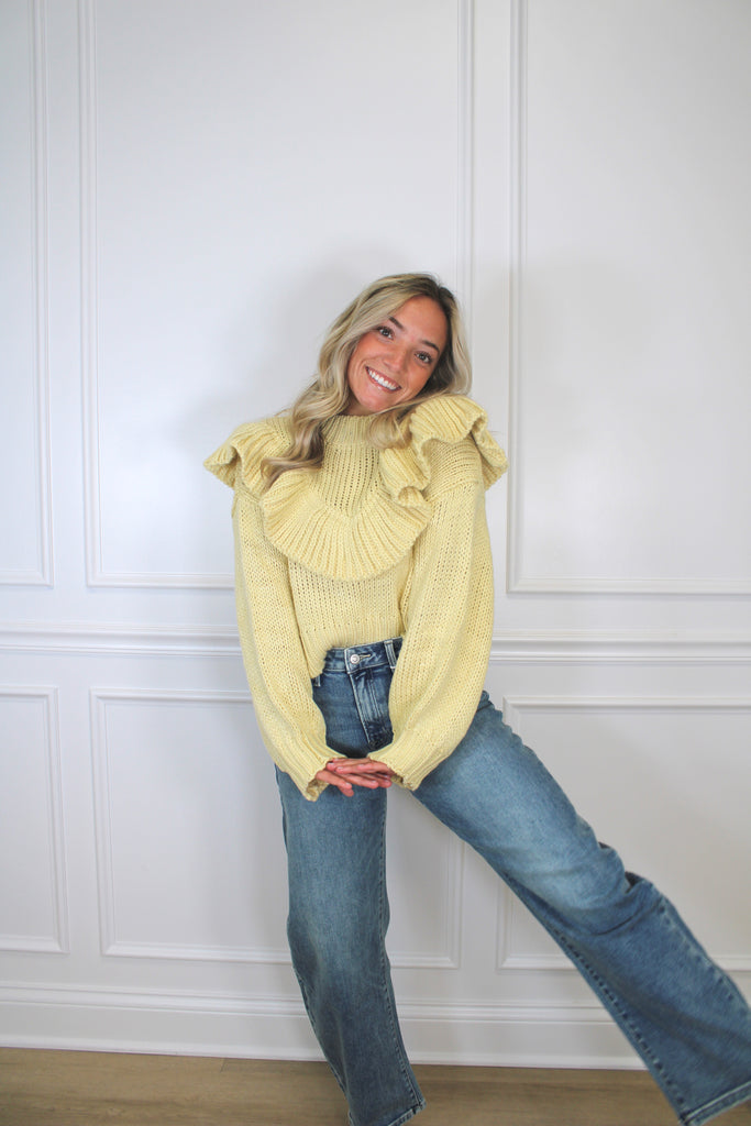 Sunbeam Ruffle Knit Sweater Clothing Peacocks & Pearls